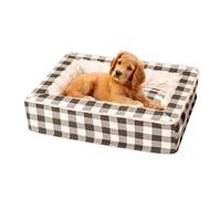 Lit carré pour animal de compagnie - Tapis de couchage léger pour chien, meubles amovibles pour chien | Lit doux lavable pour chien, lit apaisant anti-aniété pour chien confortable en tartan, lit lav
