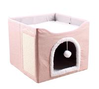 Lit Cat Cave, Maisons pour Chats pour Les Chats intérieurs - de Pliable lit de | Tent de Sommeil Mignon de, Cube de nid d'animaux avec Une Balle Moelleuse et Un Coussin à gratter, des fournitur