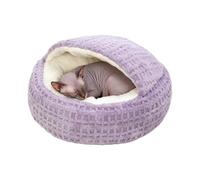 Lit Caverne Chat Nid En Forme De Coquille Réchauffant Anti-Dérapant | Grotte pour Chat avec Capuche, Nid Apaisant pour Maison, Appartement, Chambre, Salon et Balcon