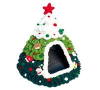 Lit Caverne pour Chat Abri en Tricot Doux avec Design d'arbre | Arbre à Chat de Noël pour Chaton et Petit Animal, Intérieur et Extérieur, à la Maison en Hiver pour le Sommeil