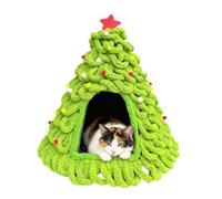 Lit Caverne pour Chat,Abri en Tricot Doux avec Design d'arbre | Paniers pour Chats Couverts Thème Noël | pour Chiot Et Petit Animal Domestique en Intérieur Et Extérieur À La Maison pour Sommeil en