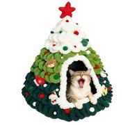 Lit Caverne pour Chat,Cabane Design d'arbre pour Abri Nid en Tricot | Paniers pour Chats Couverts Thème Noël,pour et Petit Animal, Usage Intérieur et Extérieur, à la Maison en Hiver pour Le Sommeil