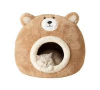 Lit Caverne pour Chat - Chaud Doux Mignon Confortable,Lit pour Chat en Forme d'ours Et Nid pour Chaton | pour Hiver Temps Froid Petit Moyen Grand Intérieur Extérieur Dormir et Repos