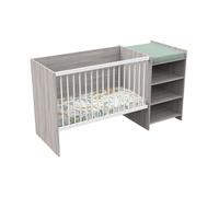 Baby Price – Lit bébé combiné Up – 120x60→90x190 cm – Chêne silex – Commode à langer étagère