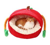 Lit chaud en peluche pour chat - Lit mignon en forme de litchi - Très élastique - Ne s'effondre pas - Nid rond semi-enveloppé pour un sommeil apaisant - Lit pour animaux de compagnie - Pour le