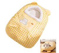 Lit chaud pour chat, niche portable avec coussin doux, abri lavable pour chat, canapé, lit, chaise et sol (jaune, 45 x 35 cm)