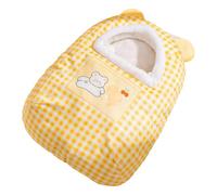 Lit chaud pour chat pour l'hiver, lit d'hiver confortable pour chat, nid en peluche semi-fermé pour chat d'intérieur, coton PP (jaune, 65 x 50 cm)