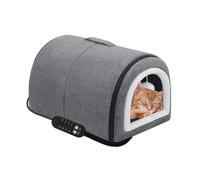 Lit chauffant pour chat - Maison pour chat - Nichoir semi-fermé amovible avec toit arqué et réglage de la température pour chiots de petite et moyenne race d'hiver