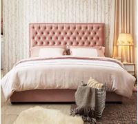 Lit Chesterfield Design Luxe Hôtel Lits 180x200cm Chambre à coucher Cuir Rose