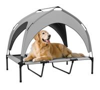 Lit chien surélevé - PawHut - velum en taffetas - tissu textilène micro-perforé - sac de transport - facile à assembler - gris