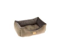 Lit Chiens Couchage CHESTER 80, avec Coussin Double-face, Tweed et Velours, Lavable, Marron Marron