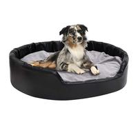 Lit Chiens Noir et Gris 99x89x21 cm Peluche et Similicuir Canapé Sofa vidaXL