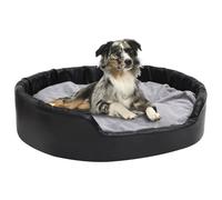 Lit Chiens Noir et Gris 99x89x21 cm Peluche et Similicuir Canapé Sofa vidaXL