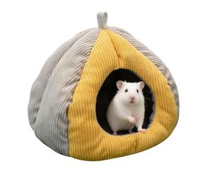 Lit chinchilla | Grotte semi-fermée en coton chaud, à suspendre pour hamster, hérisson | Harmonie de ton neutre pour furet, souris, oiseau de petite race, maison, chambre, salon, cage pour animal