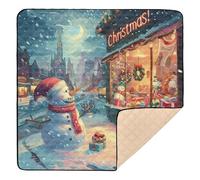 Lit Christmas Shop at Night Tapis de gym et d'activités pour l'intérieur et l'extérieur imperméable pour bébé, enfant, tout-petit, nourrisson, 127 x 127 cm