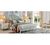 Lit classique chambre à coucher ensemble designer luxe baroque 2x table de nuit 3 pcs.