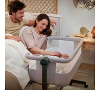 Kinderkraft NESTEE UP 2 Lit bébé cododo, Lit Bebe avec Matelas de la Naissance, Réglage de la Hauteur, Facile Adapter au lit du Parent, Pieds réglables, Gris Clair