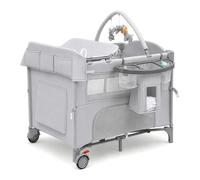 Lit Cododo 5 en 1 Évolutif Berceau de Chevet à Langer avec Matelas Parc Bébé et Lit Voyage Pliable avec Roulettes 0-36 Mois Gris