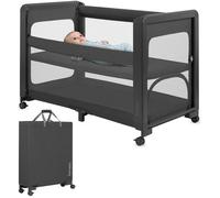 Lit cododo 5en1 LIONELO Patty - Lit bébé - Réglable en hauteur et inclinaison - Matelas 4cm - Roulettes avec frein - Gris