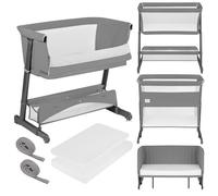 Lionelo Lit bébé 5en1 Thomi Plus – Lit cododo, parc, canapé‑lit, 2 matelas, jusqu'à 100 kg – Gris