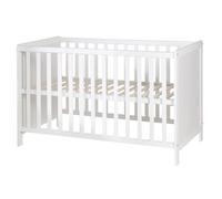 Roba Lit bébé 2en1 cododo/indépendant – 60x120 cm, réglable, 5 barreaux amovibles – laqué blanc