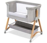 Lit Cododo Bébé 5-en-1 Berceau Bébé Réglable en Hauteur avec Matelas Maille Aérée 360° Mode Balançoire & Rangement Roues à Frein