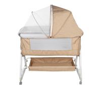 Lit Cododo bébé avec Matelas,co-Sleeping,Hauteur Réglable à 6 Niveaux, Lit d’Appoint Bebe Evolutif à roulettes, Lit de Voyage Pliable, Panier de Rangement, 0-3 ans (95*50*98-110cm(Blanc cassé))