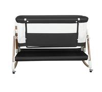 Lit Cododo bébé avec Matelas, Hauteur Réglable à 6 Niveaux, Lit d’Appoint Bebe Evolutif à roulettes, Lit de Voyage Pliable, Panier de Rangement, 0-2 ans-90 x 60 x 90-115 cm - Noir + Or