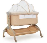 Lit cododo Bebe sue Roulettes avec Matelas,3 en 1 Lit Parapluie Bebe Portable avec Moustiquaire,Panier Rangement,Hauteur Réglable,Inclinaison réglable Anti-reflux,Lit Bebe evolutif pour 0-6 Mois(Kaki)