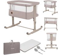 Lionelo AURORA 3en1 Lit Bébé jusqu'à 9 kg Cododo, Réglage de la Hauteur | Berceau, Roulettes avec Freins, Réglage de la Hauteur et de l’Inclinaison du Matelas 4, Matelas Ergonomique, Sac