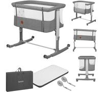 Lionelo AURORA 3en1 Lit Bébé jusqu'à 9 kg Cododo, Réglage de la Hauteur | Berceau, Roulettes avec Freins, Réglage de la Hauteur et de l’Inclinaison du Matelas 4, Matelas Ergonomique, Sac