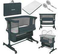 Lit Cododo Berceau 3en1 Jodie Réglable En Hauteur Et Inclinaison Avec Matelas Haute Densité Green Graphite TU