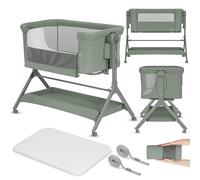 lionelo Leonie Plus Lit Bébé 3 en 1 Jusqu’à 9kg | Lit Bébé Cododo et Berceau, Hauteur Réglable, Parois Aérées, Côté amovible, Roulettes Freinées, Grand Panier