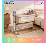 Lit cododo électrique 3-en-1 MAGIC ZC, berceau portable pour bébé avec balancement intelligent à 5 vitesses, lit d'appoint pour nouveau-né, lit de nurserie réglable en hauteur avec roulettes, tissu X6