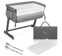 Lit cododo et berceau LIONELO Théo 2en1 - Lit évolutif avec matelas - 0-9kg - Hauteur et inclinaison réglables - Gris