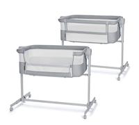 Lit Cododo Kinderkraft Nestee Up 2 2 En 1 Avec 5 Niveaux De Hauteur, Matelas Inclus, Roues Avec Frein Et Inclinaison Gris/clair TU