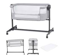 Lit Cododo Kinderkraft NESTEE UP 2 2 en 1 avec matelas semi-ferme et panneaux mesh Gris foncé