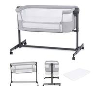 Lit Cododo Kinderkraft NESTEE UP 2 avec fixation au lit parental et hauteur réglable Gris clair