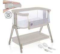 Lit cododo LIONELO Luna - 4 x Roulettes -Matelas inclus - Jusqu'à 9 kg - Hauteur et inclinaison réglables - Beige