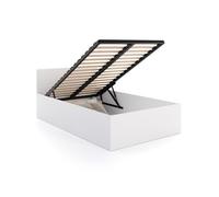 Lit coffre 120 x 200 cm Panama - Coffre de 670 Litres - Sommier inclus - Blanc