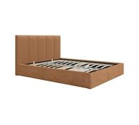 Lit coffre 140 x 190 cm avec tête de lit coutures verticales - Tissu - Terracotta - KILACLO