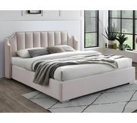 Lit coffre 140 x 190 cm avec tête de lit incurvée - Velours - Rose - TEOMIS