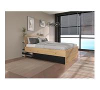 Lit coffre 140 x 190 cm - Coloris : Naturel et noir - RADANI