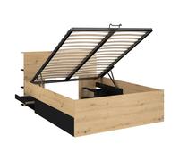 Lit coffre 140 x 190 cm - Coloris : Naturel et noir - RADANI