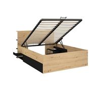 Lit coffre 140 x 190 cm - Coloris : Naturel et noir - RADANI