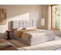 Lit coffre 140 x 190 cm - Tissu - Beige + Matelas - ELIAVA