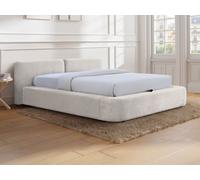 Vente-unique - Lit Coffre 140 x 190 cm - Tissu - Beige + Matelas - JUDALO de Maison Céphy