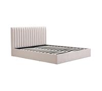 Vente-unique - Lit Coffre 140 x 190 cm - Tissu - Beige - SARANELI