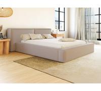Lit coffre 140 x 190 cm - Tissu - Beige - TIMANO de