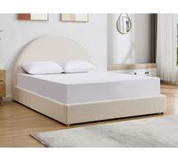 Lit coffre 140 x 190 cm - Tissu bouclette - Blanc + Matelas - CALIDORYA